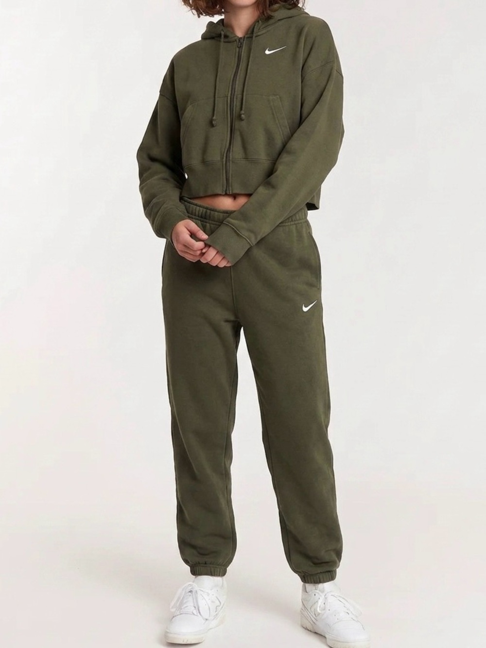 Nike Tracksuit Sweatshirt Hoodie Joggers Army Green Size XS